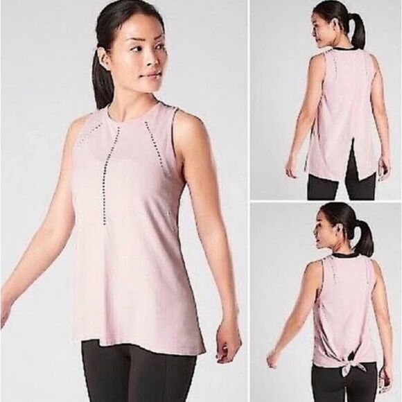 Athleta Foothill Split Back Tank Top Shirt Pale Pink Size Small - Picture 1 of 4
